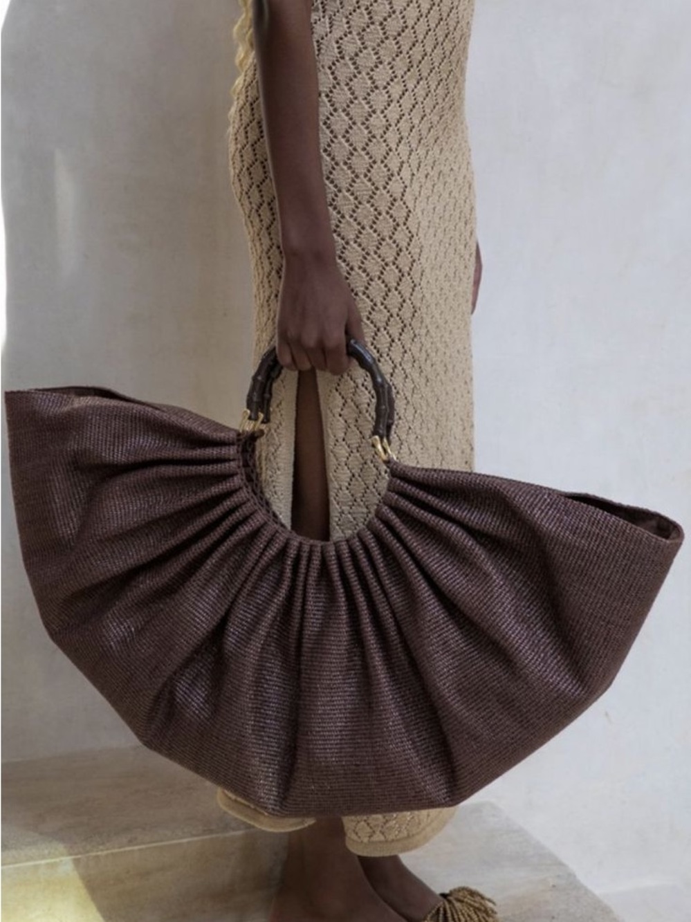Cult Gaia Large Banu Bamboo Top Handle Bag in Cocoa - Picture 2 of 10